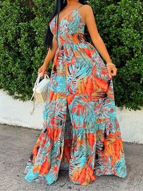 FashionNova Tropical Maxi Dress Sz S